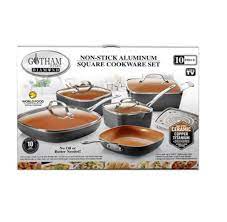 The nonstick coating enables food to be cooked red copper pan is another cookware of the same as seen on tv category that gotham steel belongs to. Gotham Steel 1777feg As Seen On Tv Cookware Set 10 Piece Toolboxsupply Com