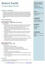 Sheet Metal Worker Resume Samples Qwikresume