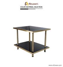 The clear glass top on this coffee table has a black border. Square Black Tempered Glass Furniture Titanium Gold Frame Tea Coffee Table China Home Furniture Modern Furniture Made In China Com