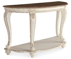 Signature Design By Ashley Realyn White Brown Two Tone Half Circle Console Table Big Lots In 2020 Sofa Table Ashley Furniture Sofa Tables
