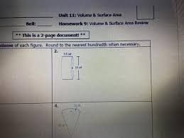 If shipping paper not available or no answer, refer to appropriate telephone number listed on the inside back cover. Unit 11 Volume Surface Area Bell Homework 9 Chegg Com