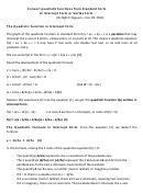 Follow along with this tutorial to see how to use the completing the square method to change a quadratic equation from standard form to vertex form! Convert Quadratic Functions From Standard Form To Intercept Form Or Vertex Form Worksheet By Nghi H Nguyen With Answers Printable Pdf Download