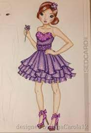 violet fashion design gezeichnet von ingacarola12 fee kleidung designer kleider topmodel