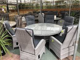 This dining set contains a dining table in a rectangular shape in black wicker with the tabletop of glass. Silver Grey Rattan Dining Set 6 Reclining Garden Chairs Uk
