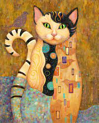 Klimt is noted for his paintings, murals, sketches, and other objets d'art. In Visual Perception A Color Is Almost Never Seen As It Really Is As It Physically Is This Fact Makes Color The Most Re Klimt Art Cat Artwork Cat Painting