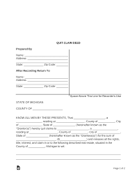 free michigan quit claim deed form pdf word eforms
