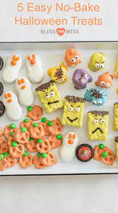 5 Easy No Bake Halloween Treats Halloween Party Food Ideas Recipe Halloween Treats Easy Halloween Treats Halloween Food For Party