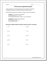 What are the factors of 6? Prime And Composite Numbers 4th Grade Worksheets