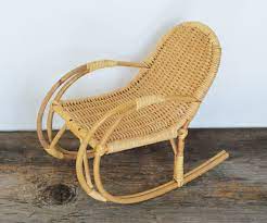 Rocking chairs for the front porch. Vintage Wicker Rocking Chair Small Size 7 5 Tall Boho Etsy Wicker Rocking Chair Rocking Chair Boho Rattan Chair
