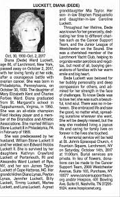Obituary for Diana Ward Luckett, 1930-2017 (Aged 86)