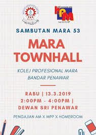Kolej profesional mara is the best choice to further your studies in tertiary education. Sambutan Mara 53 Mara Townhall Tarikh Kolej Profesional Mara Bandar Penawar Facebook