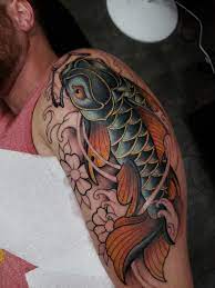 Neotraditional Koi Fish Tattoo Done By Justin Kennon Of St Louis Tattoo Company Koi Fish Tattoo Arm Tattoos Koi Fish Koi Fish Tattoo Forearm