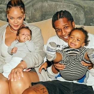 Rihanna & A$AP Rocky pictured with their children
