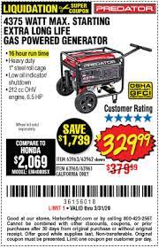 Top predator 3500 inverter generator coupons. Predator 4375 Watt Max Starting Extra Long Life Gas Powered Generator For 329 99 Harbor Freight Coupons