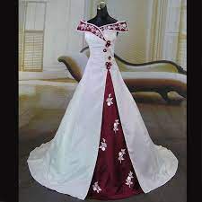Elegant Wedding Dress Burgundy And White A Line Off The Shoulder With Embroidery Bridal Dresses Online Wedding Dress Bridal Bridesmaid Dresses