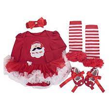 Babypreg Baby Girls My First Christmas Santa Costume Party Dress 4pcs L For 9 12 Baby Girl Christmas Outfit Toddler Christmas Outfit Baby Girl Outfits Newborn