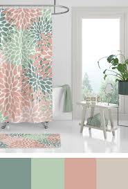 Create A Relaxed Ambient Bathroom With Pretty Floral Decor In 2020 Green Bathroom Decor Mint Green Bathroom Decor Green Shower Curtains