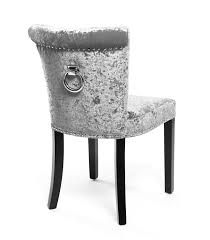 Geometric grey velvet dining chair, luxury grey dining chair chrome leg. Regal Glam Crushed Velvet Silver Upholstered Dining Or Accent Chair With Chrome Knocker Pull Handle Set Of 2 Easy Furniture