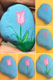50 Awesome Rock Painting Ideas Step By Step Instructions On Rock Painting Rock Painting Flowers Rock Painting Designs Tulip Painting