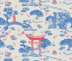 Colorful Fabrics Digitally Printed By Spoonflower Japanese Garden Japanese Water Gardens Japanese Garden Garden Inspired