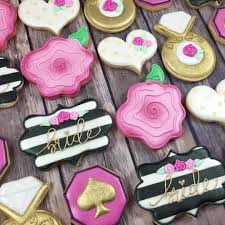 Black White Stripe With Gold And Pink Rose Cookies Rose Cookies Iced Sugar Cookies Cookie Decorating