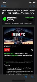 Check Your Email From Gmg For Re3 Voucher Residentevil