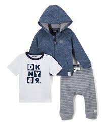 Dkny Dress Blue Heather Downtown Baby Zip Hoodie Set