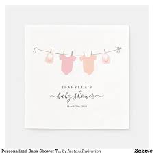 Personalized Baby Shower Twins Girls Napkins Zazzle Com Personalized Baby Shower Twins Baby Shower Baby Shower Napkins