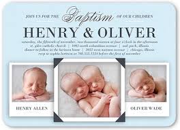 Antique rose pairs nicely with invitations for baby girls, while cloud blue is a beautiful choice for boy invitations. Precious Twin Boys 5x7 Baptism Invitations Shutterfly