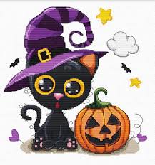 Halloween counted cross stitch pattern Les Petites Croix De Lucie Halloween Cat Cross Stitch Pattern 123stitch
