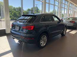 Rear Angled View Of The 2018 Audi Q3 In Daytona Grey Pearl Vehicle Available At Audi Of Bridgewater Nj Audi Audi Q3 Audi Dealership