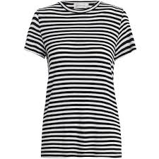 Black And White Striped Tee Zimmermann Crew Neck T 95 Liked On Polyvore Featuring Tops T Shirts Black And White T Sh Black And White T Shirts White Striped Tee Short Sleeve Dresses