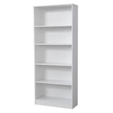 Hampton Bay 71 18 In White Wood 5 Shelf Standard Bookcase With Adjustable Shelves Thd90004 1a Of The Home Depot White Bookcase Shelves Bookcase