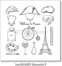 French cuisine is at the center of its culture. Set Of Elements Of French Culture Welcome To France Vector Illustration In Sketch Style Posters Art Prints French Culture Art Prints