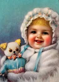 1920's Print Baby With Cat by Annie Benson Muller