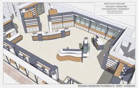 How To Design A Modern Pharmacy 3d Sketchup Model Pharmacy Design Store Design Interior Pharmacy Decor