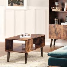 Snughome retro coffee table with storage, mid century coffee tables for living room, modern wood look coffee table with open storage shelf and drawer for home, office, easy assembly, rustic brown. Retro Style Coffee Table For Sale Home Furniture Vasagle By Songmics
