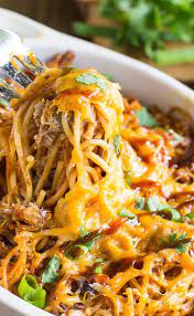Bbq Spaghetti Casserole Spicy Southern Kitchen Recipe Pulled Pork Recipes Pasta Dishes Recipes