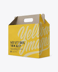 Kraft Box Mockup Half Side View In Box Mockups On Yellow Images Object Mockups In 2020 Box Mockup Mockup Free Psd Free Psd Mockups Templates