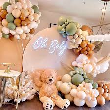 Buy Diy Sage Green Balloon Garland Kit 137pcs Matte Green Nude Neutral And Brown Balloons For Birthday Teddy Bear Baby Shower Wedding Boho Party Decorations Jungle Safari Woodland Party Supplies Online