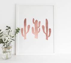 Cute Stylish Rose Gold Cactus Canvas Rose Gold Bedroom Rose Gold Room Decor Room Decor Bedroom Rose Gold