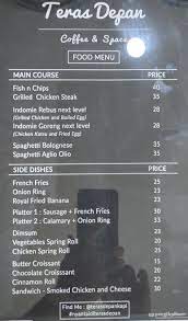 Selalu Diperbarui Menu Teras Depan Coffee Space Fatmawati