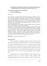 Seorang pembina menjadi contoh bagi siswa dalam berperilaku. Pdf Manajemen Pendidikan Menuju Karakter Di Madrasah Ibtidaiyah Al Asy Ari Kuniran Kabupaten Pati