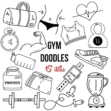 Black And White Kids Exercise Clipart 15 Fitness Doodles Clipart Gymnasium Fitness Workout Clipart Vector Personal And Commercial Use Printable Png Digital Stamp Bullet Journal Doodles Doodles Journal Doodles