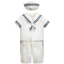 Little Darlings Occasion Baby Boys Ivory Silk Sailor Suit Hat Childrensalon Outlet