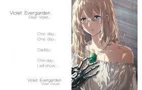 Violet evergarden modeling in blender and texturing in substance painter. Wallpaper Text Blue Eyes Shoulders White Dress Sad Brooch Iron Hand Violet Evergarden By Akiko Takase Images For Desktop Section Syonen Download