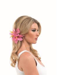 Pink Flower Hairclip Lei Accessory Hawaiian Luau Party Fancy Dress Hawaiian Hairstyles Hawaiian Luau Party Flowers In Hair