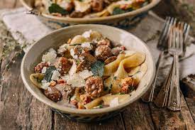 Winter Pasta W Sausage Meatballs Walnuts Crispy Sage Recipe Winter Pasta Recipes Winter Pasta Pasta Recipes