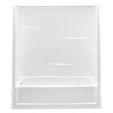 Witching small bathroom design with tub and shower using green ceramic wall tiles including clear glass panels alongside white linen this large 8 inch rain shower head has 100 self cleaning tips that allows the water to cascade over you. Tub Shower Combos Bathtubs The Home Depot