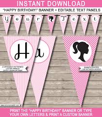 Print out some unique template of happy birthday letters. Barbie Party Banner Template Birthday Banner Editable Bunting